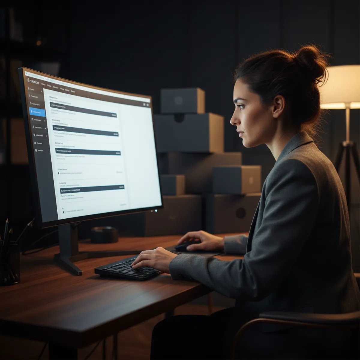 E-Commerce Support-Mitarbeiter mit Order-Management-Interface