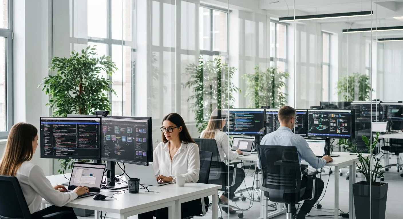 Lead-Processing-Operationsteam von verkaufhoch3 Oberhausen NRW bei der Datenverarbeitung – Monitoring und Code-Analyse