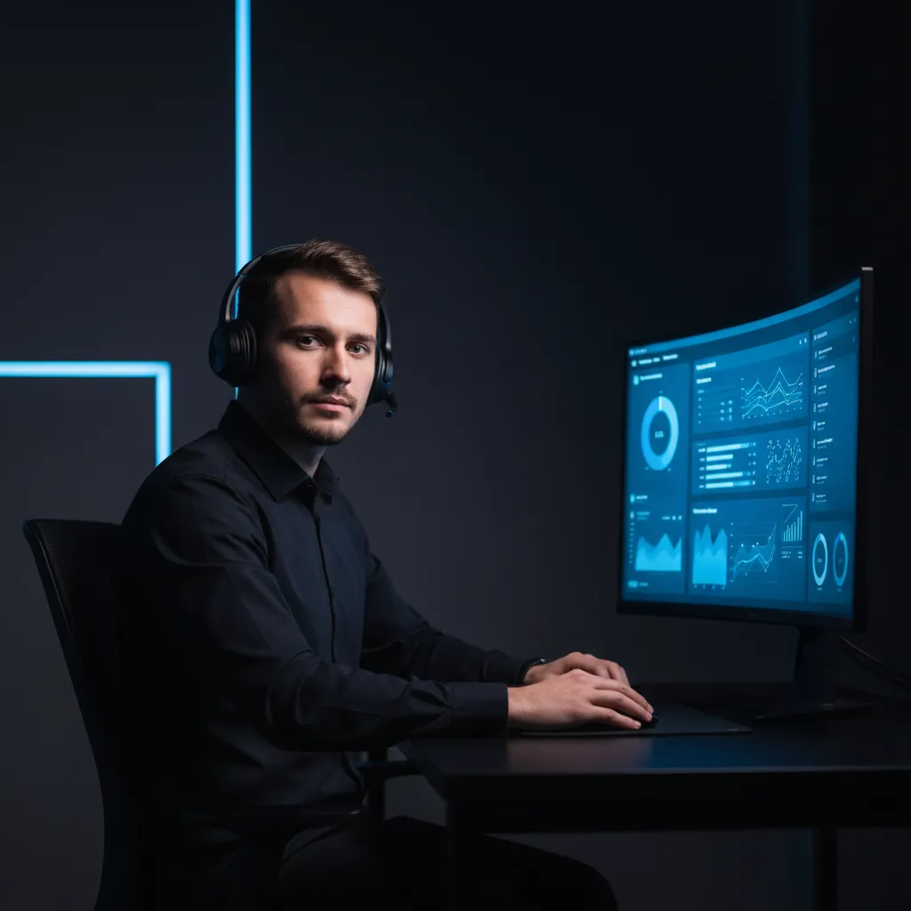 Vertriebsmitarbeiter am CRM-Dashboard